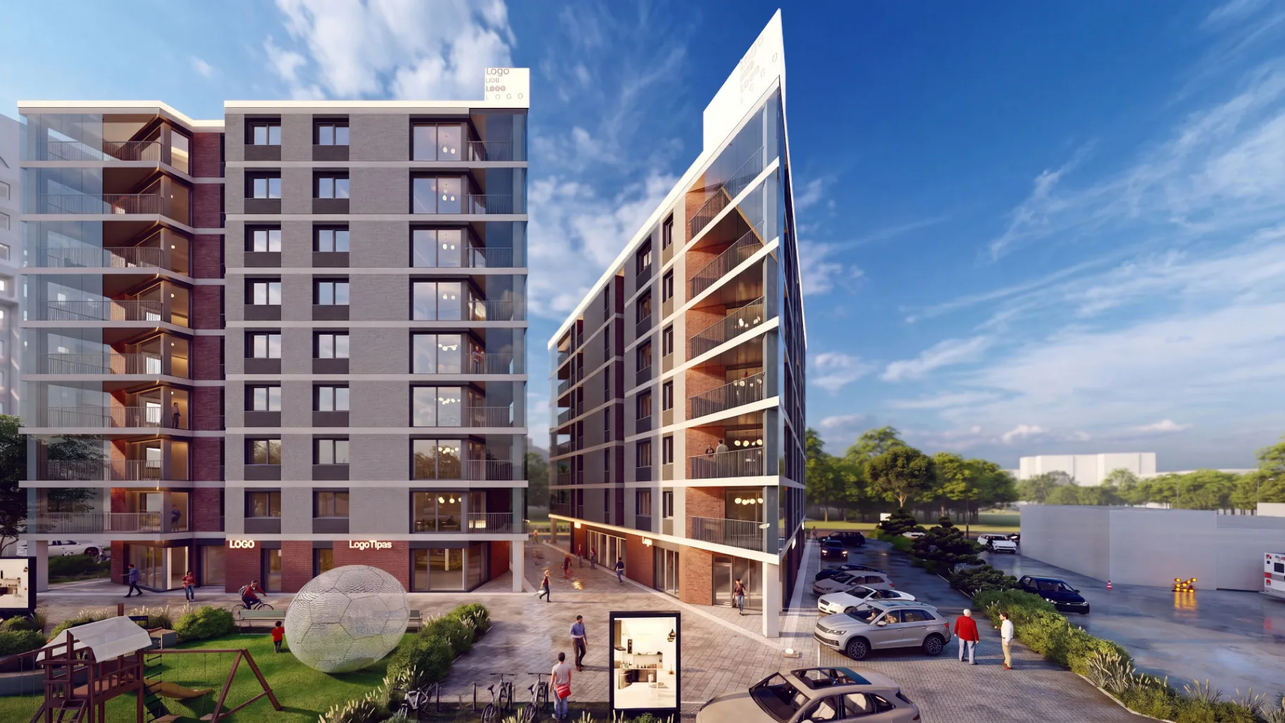 Eigulių panorama korpusai iš kiemo pusės